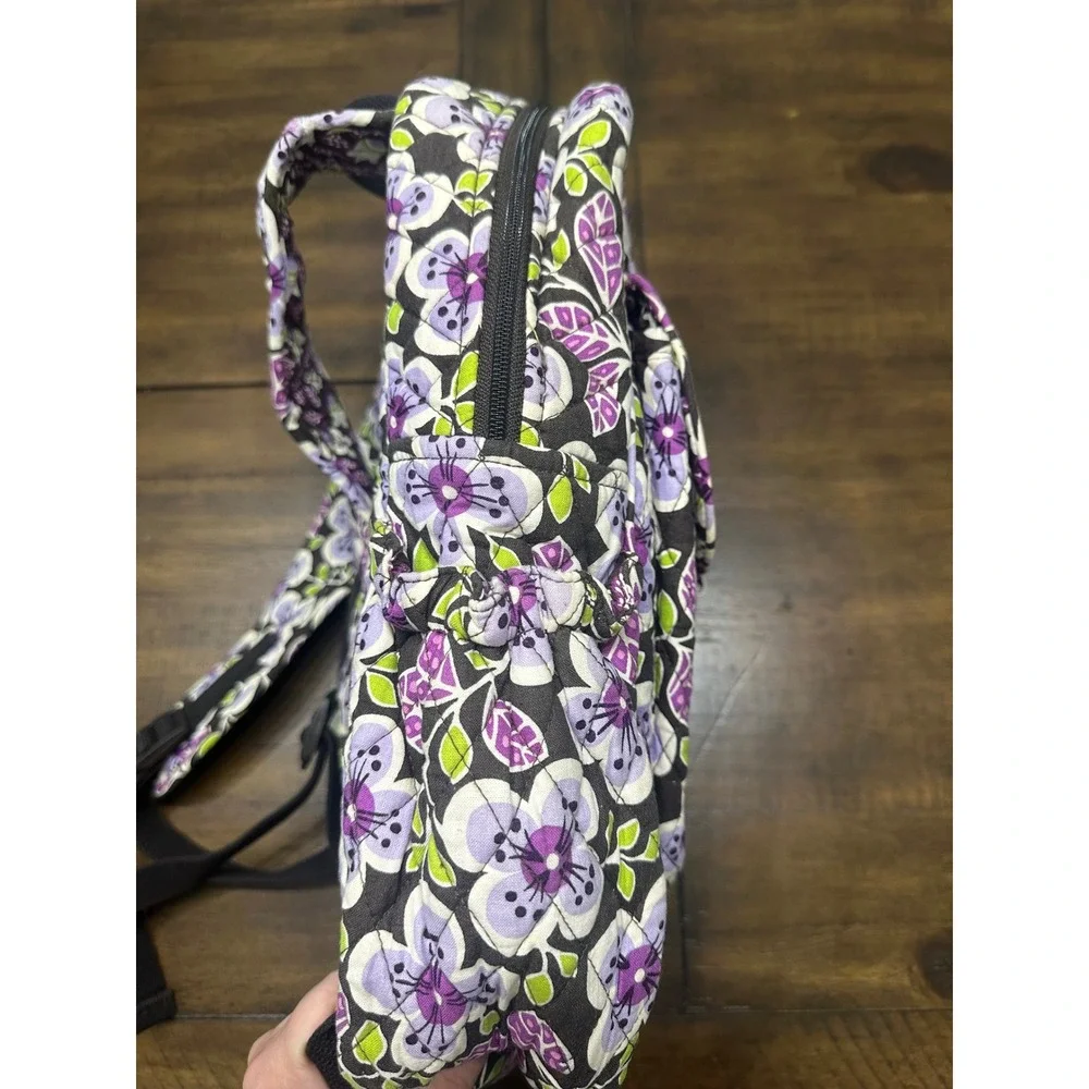 Vera Bradley Plum Crazy Small Backpack Bookbag Retired Purple Floral Cotton